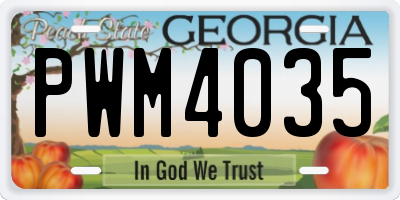 GA license plate PWM4035