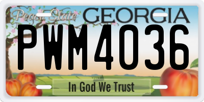 GA license plate PWM4036