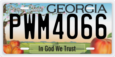 GA license plate PWM4066