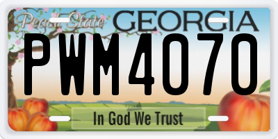 GA license plate PWM4070