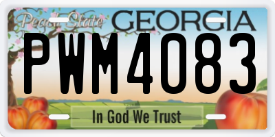 GA license plate PWM4083