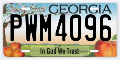 GA license plate PWM4096