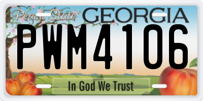GA license plate PWM4106