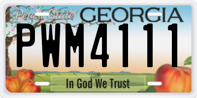GA license plate PWM4111