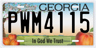 GA license plate PWM4115