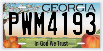 GA license plate PWM4193