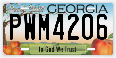 GA license plate PWM4206