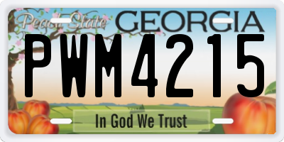 GA license plate PWM4215