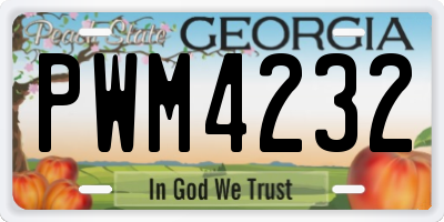 GA license plate PWM4232