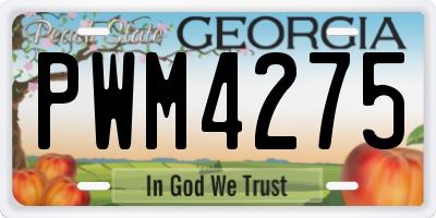 GA license plate PWM4275
