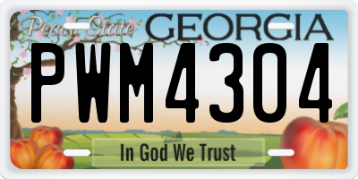 GA license plate PWM4304