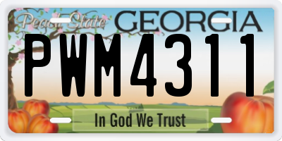 GA license plate PWM4311