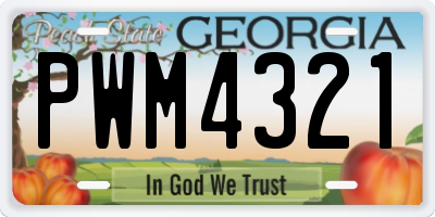 GA license plate PWM4321