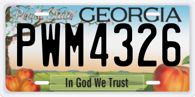 GA license plate PWM4326