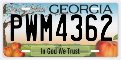 GA license plate PWM4362