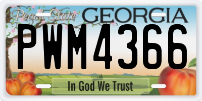GA license plate PWM4366