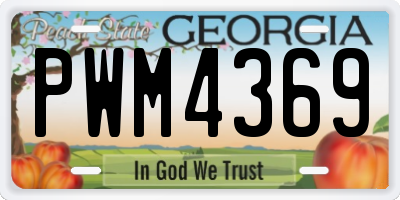 GA license plate PWM4369