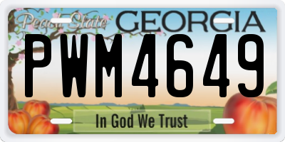 GA license plate PWM4649
