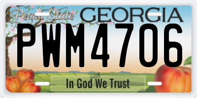 GA license plate PWM4706