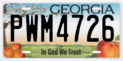 GA license plate PWM4726