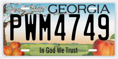 GA license plate PWM4749