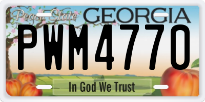 GA license plate PWM4770