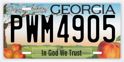 GA license plate PWM4905
