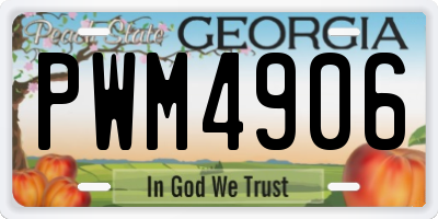 GA license plate PWM4906