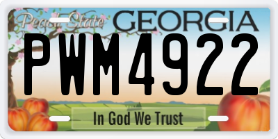 GA license plate PWM4922