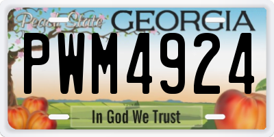 GA license plate PWM4924