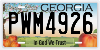 GA license plate PWM4926