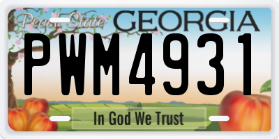 GA license plate PWM4931