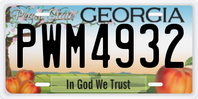 GA license plate PWM4932