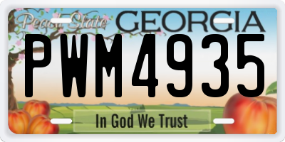 GA license plate PWM4935