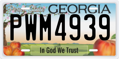 GA license plate PWM4939