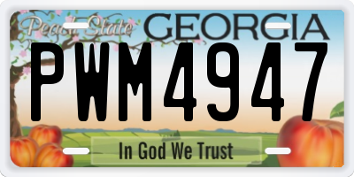 GA license plate PWM4947