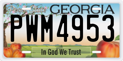 GA license plate PWM4953