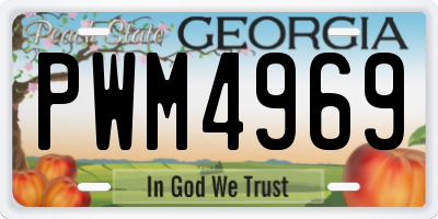 GA license plate PWM4969