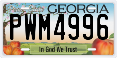 GA license plate PWM4996