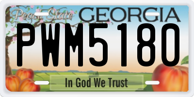 GA license plate PWM5180
