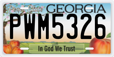 GA license plate PWM5326