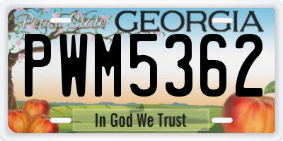 GA license plate PWM5362