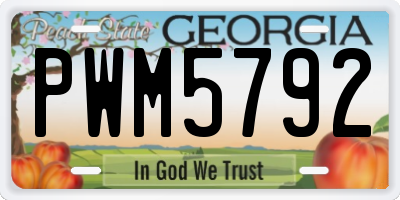 GA license plate PWM5792