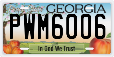 GA license plate PWM6006