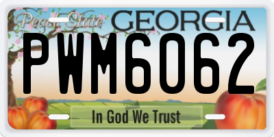 GA license plate PWM6062