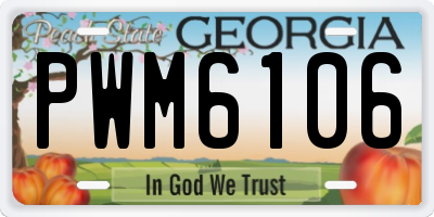 GA license plate PWM6106