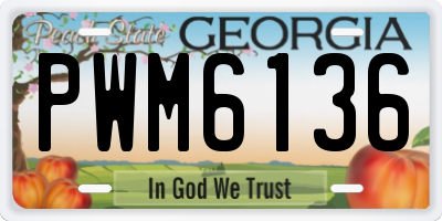 GA license plate PWM6136