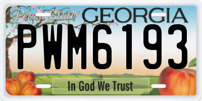 GA license plate PWM6193