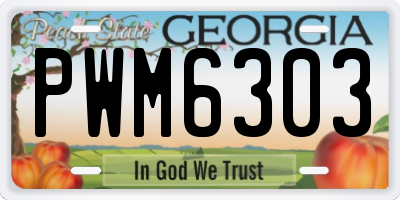 GA license plate PWM6303