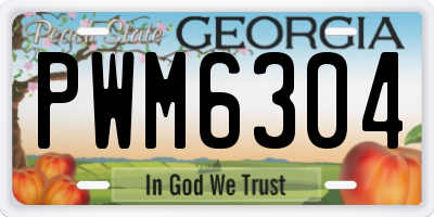 GA license plate PWM6304